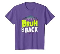 Bruh We Back: Gráfico de Argot de Regreso Urbano Camiseta, Niños, Morado Jaspeado, 4 años