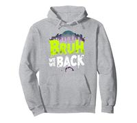 Bruh We Back: Gráfico de Argot de Regreso Urbano Sudadera con Capucha, Unisex para Adultos, Gris Jaspeado, L