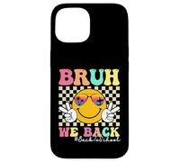 Bruh We Back To School Retro Smile Face Groovy Teachers Carcasa para iPhone 15