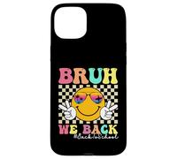 Bruh We Back To School Retro Smile Face Groovy Teachers Carcasa para iPhone 15 Plus
