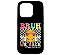 Bruh We Back To School Retro Smile Face Groovy Teachers Carcasa para iPhone 15 Pro