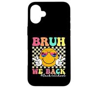 Bruh We Back To School Retro Smile Face Groovy Teachers Carcasa para iPhone 16 Plus