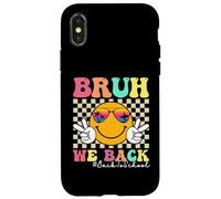Bruh We Back To School Retro Smile Face Groovy Teachers Carcasa para iPhone X/XS
