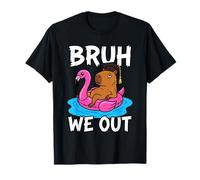 Bruh We out Capybara Flamingo Float Graduación Cap Art Camiseta