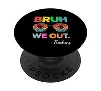 Bruh We out Teachers Happy Last Day of School Retro Vintage PopSockets PopGrip Adhesivo