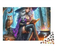 Bruja 1000 Piezas Puzzle Alivio Estrés Adultos Bruja Leyendo Grimorio Bosque Encantado Premium Grueso Robusto Desafiante Relajación Regalo Familiar 70x50cm/1000pz