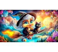 Bruja 1000 Piezas Puzzle para Adultos Juego Educativo relajación Juego Familiar Divertido & desafiante para Adultos y niños de 12 años y más 70x50cm/1000pcs