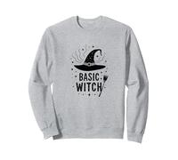 Bruja básica: Humor Fascinante de Halloween, Sudadera, Unisex para Adultos, Gris Jaspeado, M