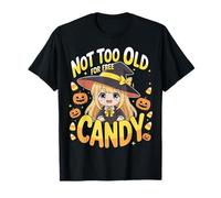 Bruja de Anime de Halloween Linda, no es Demasiado Vieja Gratis, Candy Girls Camiseta