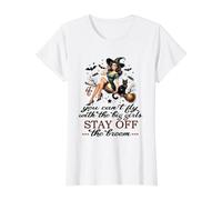 Bruja de Halloween Divertida Mosca con la sátira Pin Up de Las niñas Grandes Camiseta gráfica económica, Mujer, Blanco, S