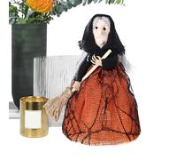 Bruja de Halloween en Escoba - Decoración aterradora para Halloween | de Bruja Viva para Decoración de Terror | Perfecto para Casa, Salón y Fiesta de Halloween