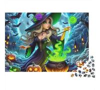 Bruja de Halloween Puzzles 1000 Piezas para Adultos, Juego Desafiante, Antiestrés, Fomenta Colaboración, Regalos para Adultos 300pcs (40x28cm)