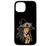 Bruja de Litha con Girasol Arte Bohemio Espiritual Pagano Carcasa para iPhone 15