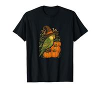 Bruja de Periquito de Halloween con Calabazas Espeluznante Magia otoñal Camiseta
