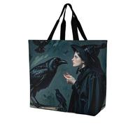 Bruja Del Cuervos Negro Bolso De Compras Impermeable Bolsa Hombro Casual Bolsas De Compras Para Cotidiana Estudiante Shopping