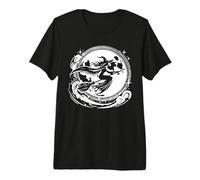Bruja en Escoba con diseño de Luna Llena para Halloween Camiseta Premium