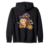 Bruja Erizo en Escoba con Estrellas Sudadera con Capucha