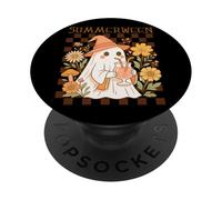 Bruja fantasma con flores de Summerween PopSockets PopGrip Adhesivo