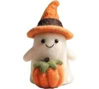 Bruja fantasma de fieltro, adopta un fantasma, calabaza fantasma de fieltro hecha a mano con sombrero de mago, adorno coleccionable de fantasmas de fieltro de lana para decoración del hogar de otoño y