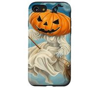 Bruja Fantasma voladora con Cara Jack-O-Lantern en un Palo de Escoba Carcasa para iPhone SE (2020) / 7/8
