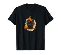Bruja Gata Negra - Lindo Escoba Kawaii Halloween Camiseta
