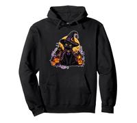 Bruja Gato Negro Calabazas Luna Y Castillo Encantado Sudadera con Capucha