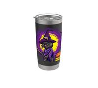 Bruja Gato Negro En Una Escoba Divertido Halloween Vaso térmico de acero inoxidable de doble pared