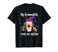 Bruja Halloween Mi Escoba Corre En Café Mujeres Camiseta