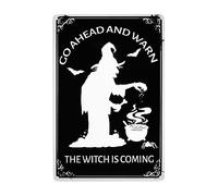 Bruja Investigando La Poción Mágica De Halloween, Adelante Y Advierte Que La Bruja Viene Cartel De Chapa Divertida Pared Muestra Placa Vintage Pintura De Hojalata Placa para Cerveza Pub Garaje