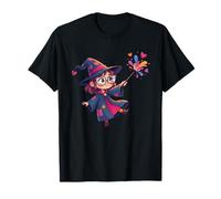 Bruja Kawaii con Corazones Magia Halloween Camiseta