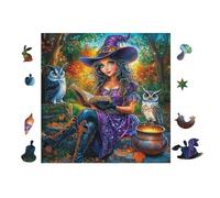 Bruja Leyendo con Búhos Rompecabezas 100 Piezas Cartón para Expertos Actividad Familiar Educativa Hobby Colección Reunión Familiar Juegos Regalo Sorpresa 28x28cm