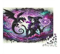 Bruja Mstica y Dragn Negro Puzzle de 1000 Piezas Papel para Adultos Escena de Arte de Fantasa Juego de Puzzle 1000 Piezas Decoracin Regalo Hogar 38x26cm/1000pcs