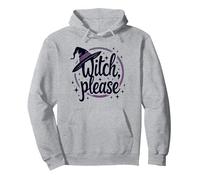 Bruja por Favor: Gráfico mágico de Halloween, Sudadera con Capucha, Unisex para Adultos, Gris Jaspeado, S