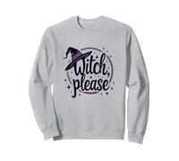 Bruja por Favor: Gráfico mágico de Halloween, Sudadera, Unisex para Adultos, Gris Jaspeado, L