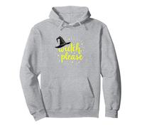 Bruja, por Favor: Humor mágico de Halloween para lanzadores de hechizos Sudadera con Capucha, Unisex para Adultos, Gris Jaspeado, S