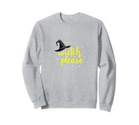 Bruja, por Favor: Humor mágico de Halloween para lanzadores de hechizos Sudadera, Unisex para Adultos, Gris Jaspeado, S