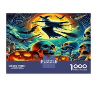 Bruja Puzzle 1000 Piezas De Cartón Grueso Halloween Bruja & Pumpkins Rompecabezas Anti Estrés Adultos para Actividad Abuelos Y Nietos como Regalo Original 70x50cm/1000pcs