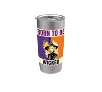 Bruja vintage Born To Be Wicked Halloween Vaso térmico de acero inoxidable de doble pared