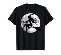 Bruja voladora clásica silueta sombra escoba bruja Camiseta