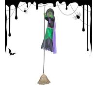 Bruja Voladora Decoración Halloween - 9,84ft Bruja Animada Flotante Animatronics, Accesorio Colgante Con Ojos Brillantes Y Sonidos Terroríficos Para Uso Exterior/Interior | Ornamento Para Casa Embruja