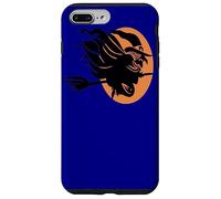 Bruja voladora se sentó a zancada Un Palo de Escoba Delante de la Luna Arte Carcasa para iPhone 7 Plus/8 Plus
