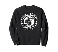 Bruja volando en una escoba Funny Feral Aunts Society Sudadera