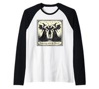 Brujas Bailando con EL Diablo Halloween Camiseta Manga Raglan