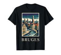 Brujas Bélgica Canal City Travel Art Camiseta