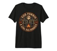 Brujas Dios Prohíba Una Chica Tiene Pasatiempos Luna Campfire Camiseta Premium