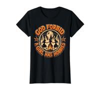 Brujas Divertidas, Dios no quiera Que una niña Tenga Pasatiempos, Halloween gótico Camiseta gráfica económica, Mujer, Negro, XS