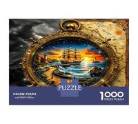 Brújula, Barco, mar 1000 Piezas Puzzle Clásico Aventura náutica Paquete De Puzzle, Cochetón Extra Grueso - Antiestrés Y Viajes, Adultos Y Niños 12+ 38x26cm/1000pcs