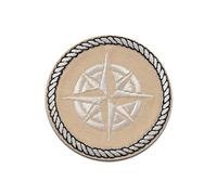 Brújula beige - Parches Termoadhesivos Bordados Aplique Para Ropa, Tamaño: 5,5 x 5,5 cm