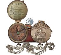 Brújula conmemorativa para niños y hombres - Brújula grabada con juramento Scout con caja de cuero Scout Be Prepared Camping Brújula regalo (Boy Scout)