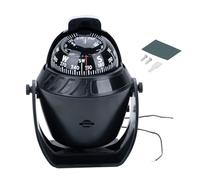 Brújula de barco con luz giratoria iluminada para navegación de coche marino (negro)